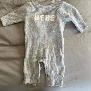 Jacadi Baby 100% Cashmere Sweater Jumpsuit Onesie Gray Knit One Piece - 3 months